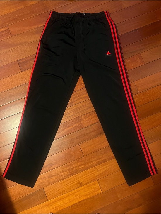 adidas Other - Mens Black Track Pants with Red Stripes - Adidas